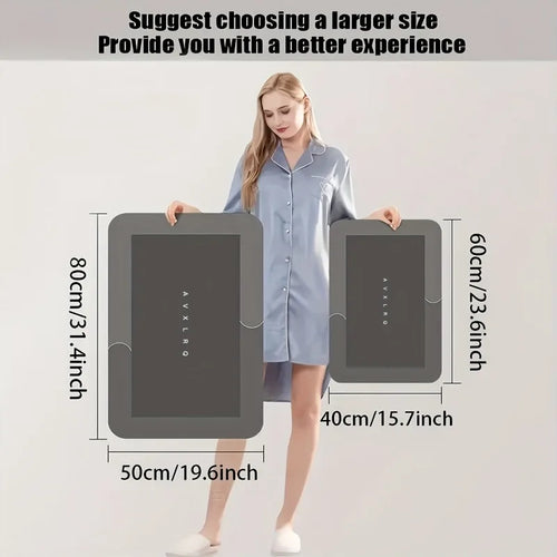 Homevia - Diatomaceous Earth Bath Mat Super Absorbent Non Slip Fast Drying Soft Floor Mat for Bathroom Shower Laundry Bedroom Kitchen RV